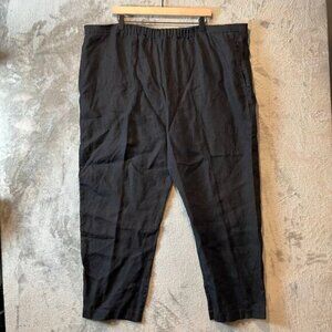 Eskandar Black 100% Linen Pull On Pants Size 3X Lagenlook Minimalist